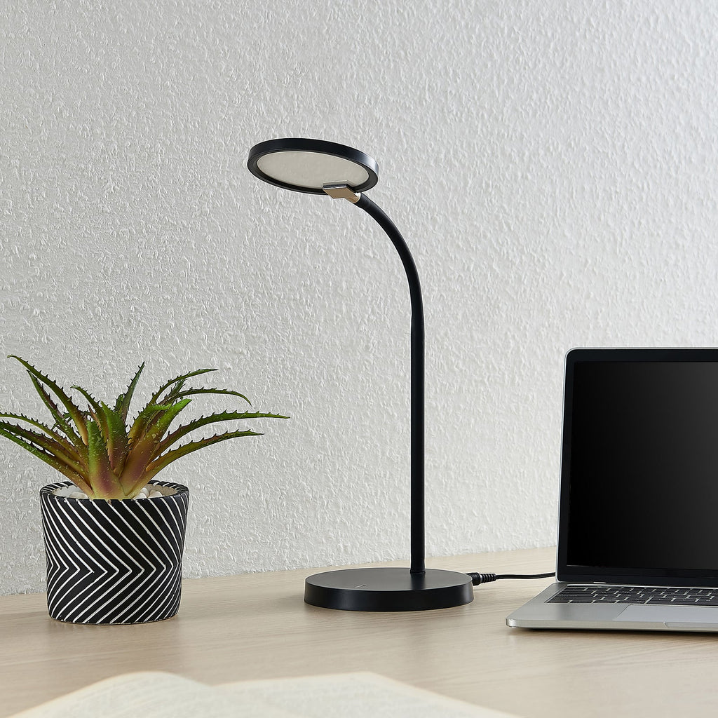 LED bordlampe Binera dimbar svart Ø14 cm bakside