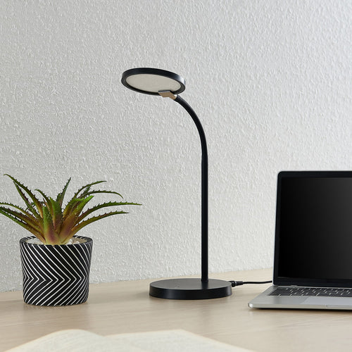 LED bordlampe Binera dimbar svart Ø14 cm bakside