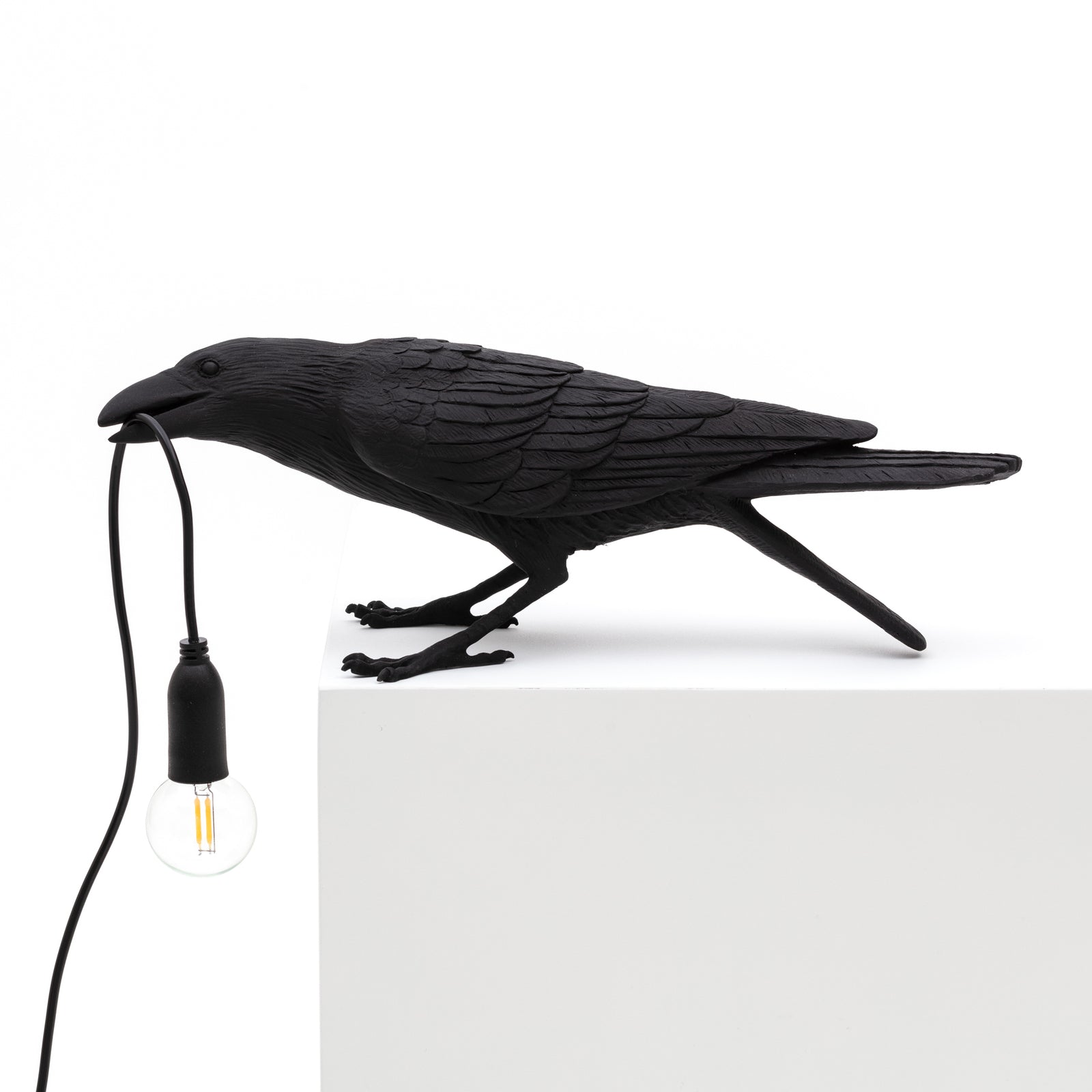 LED-bordlampe Bird Lamp spielende fugl svart kunstharz forfra