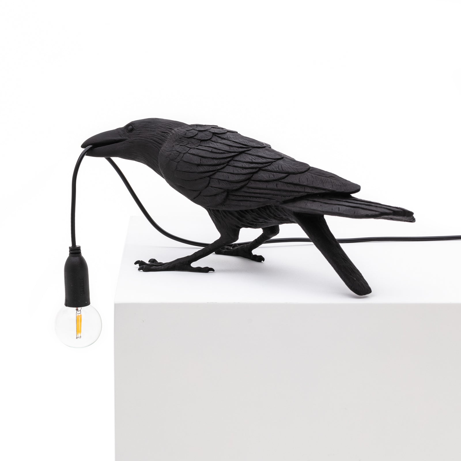 LED-bordlampe Bird Lamp spielende fugl svart kunstharz detalj
