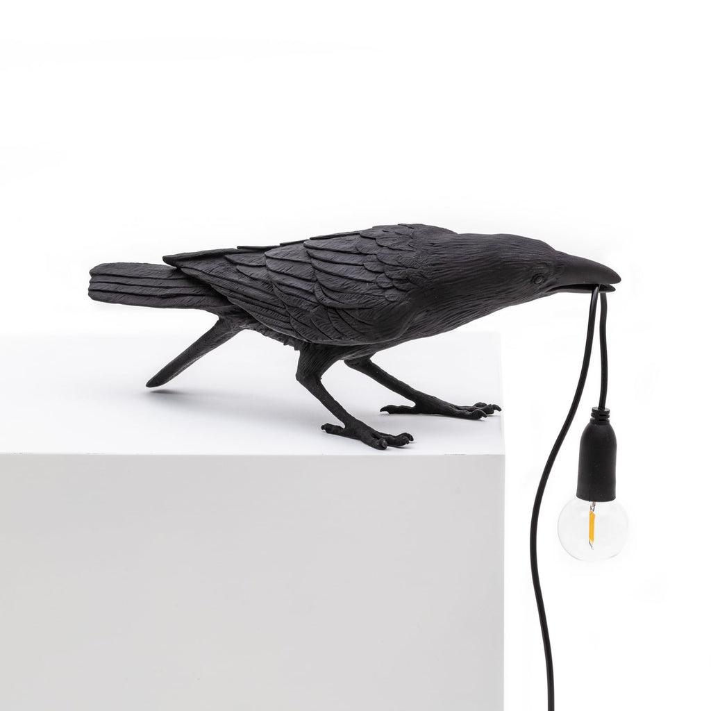 LED-bordlampe Bird Lamp spielende fugl svart kunstharz montert