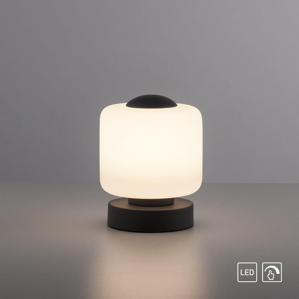 LED bordlampe Bota glass antrasitt dimbar 7W varmhvit i miljø
