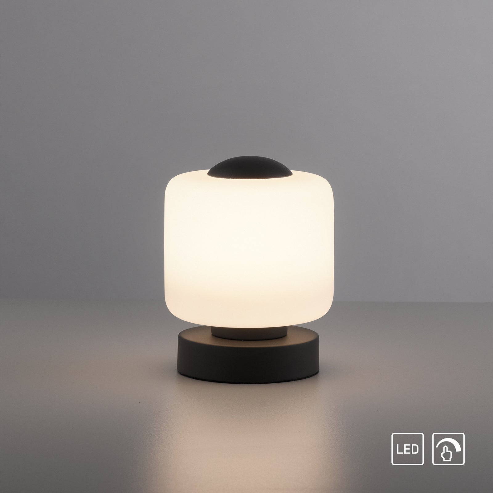 LED bordlampe Bota glass antrasitt dimbar 7W varmhvit i miljø