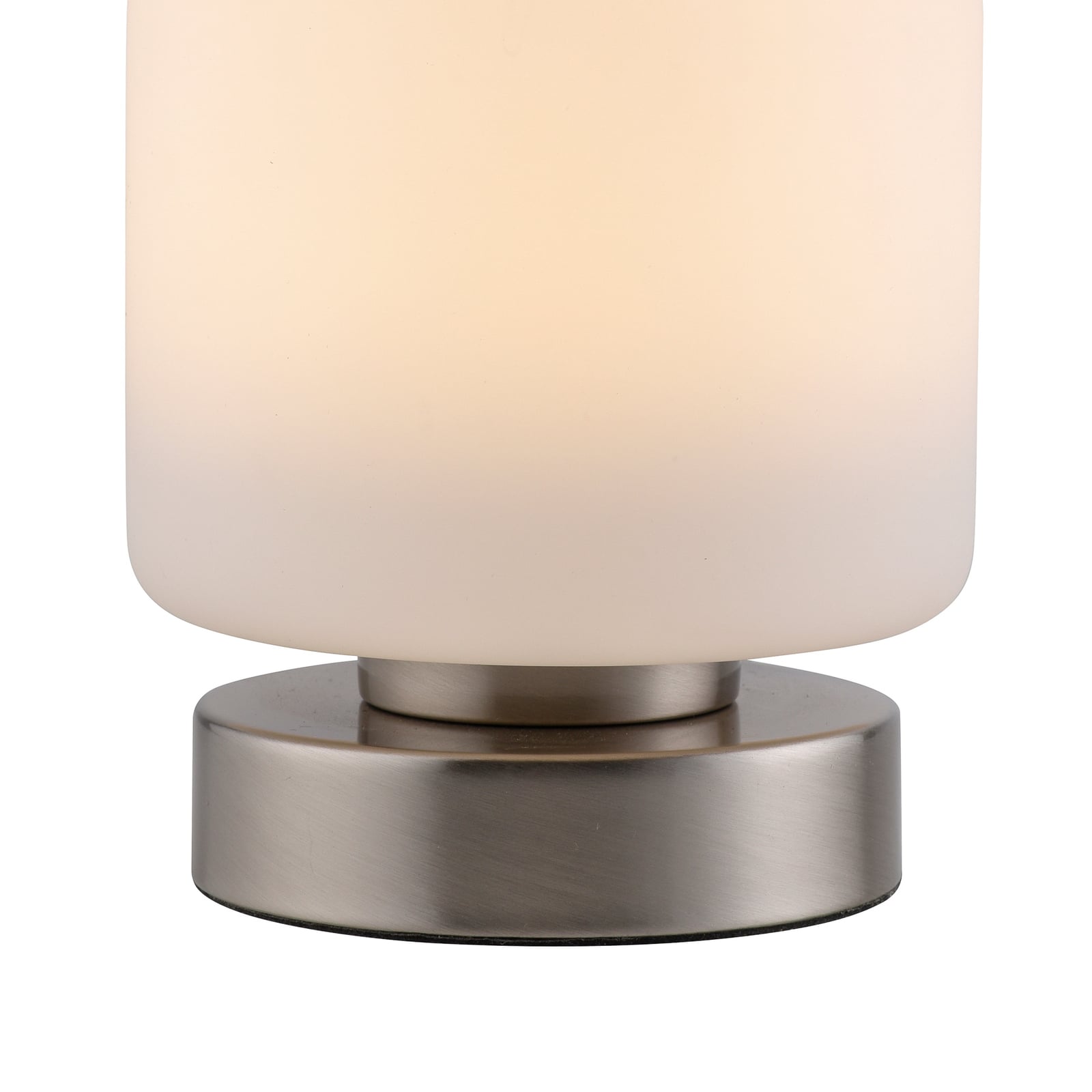 LED bordlampe Bota glass dimbar stålfarget Ø12 cm med lys på