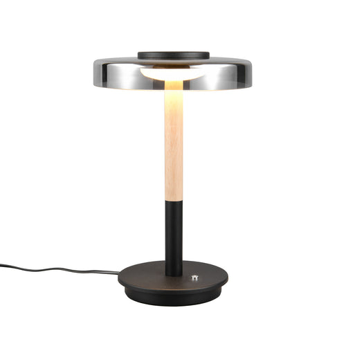 LED bordlampe Celeste dimbar glass og tre krom bakside