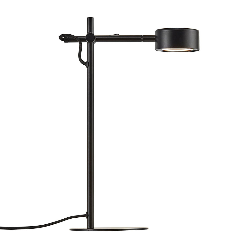 LED bordlampe Clyde dimbar justerbart hode svart detalj av lampehode
