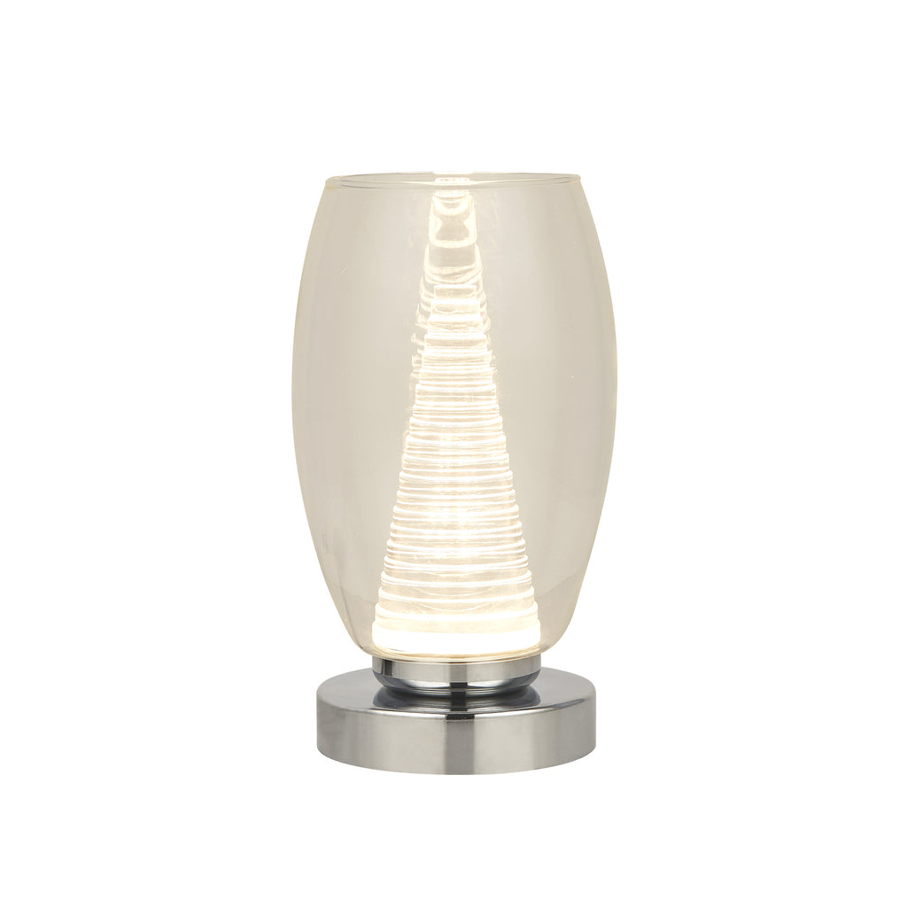 LED bordlampe Cyclone glass krom/klar forfra