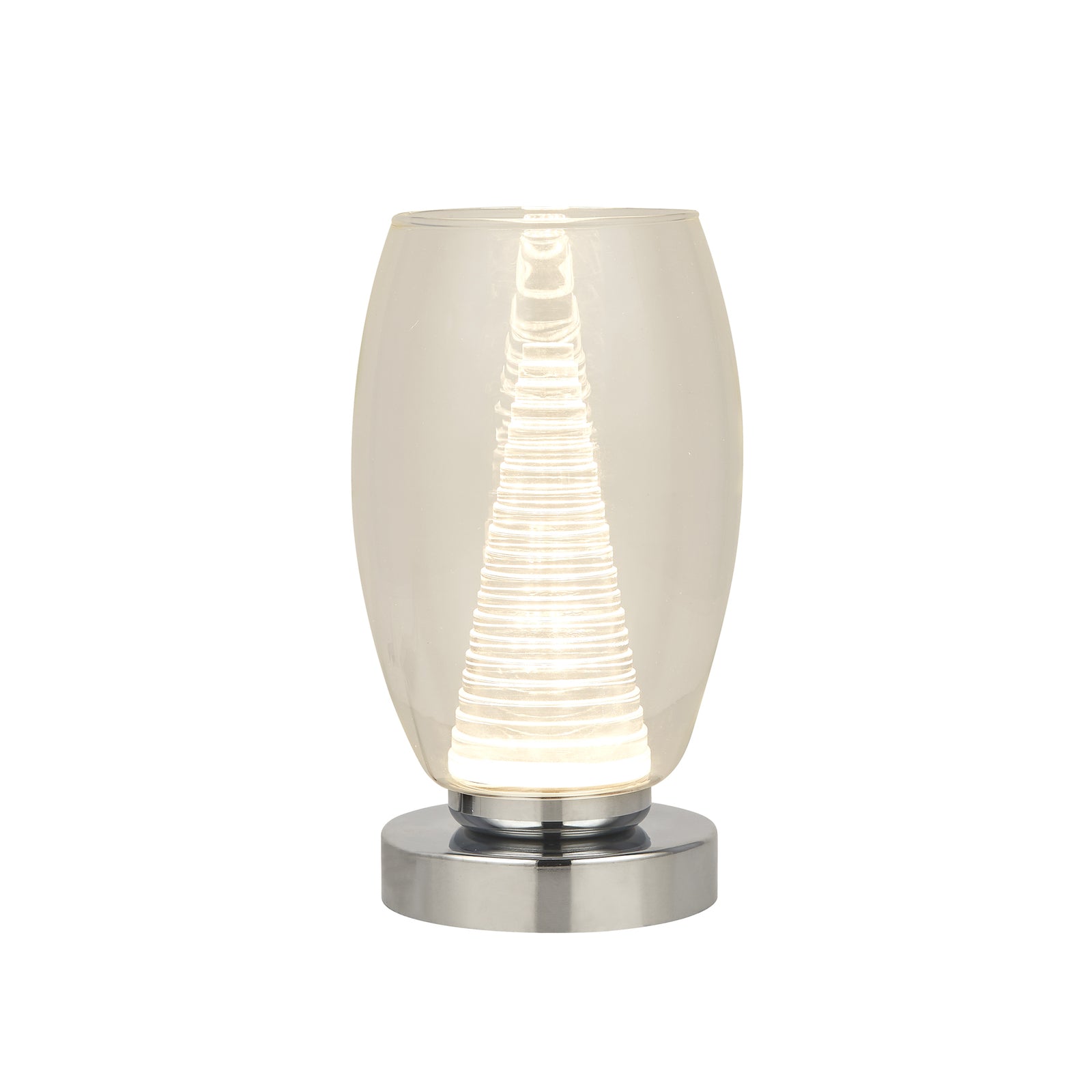 LED bordlampe Cyclone glass krom/klar forfra