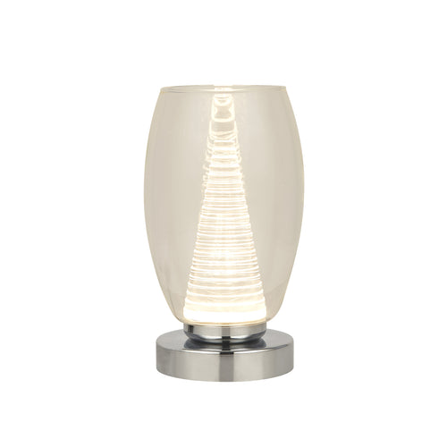 LED bordlampe Cyclone glass krom/klar forfra