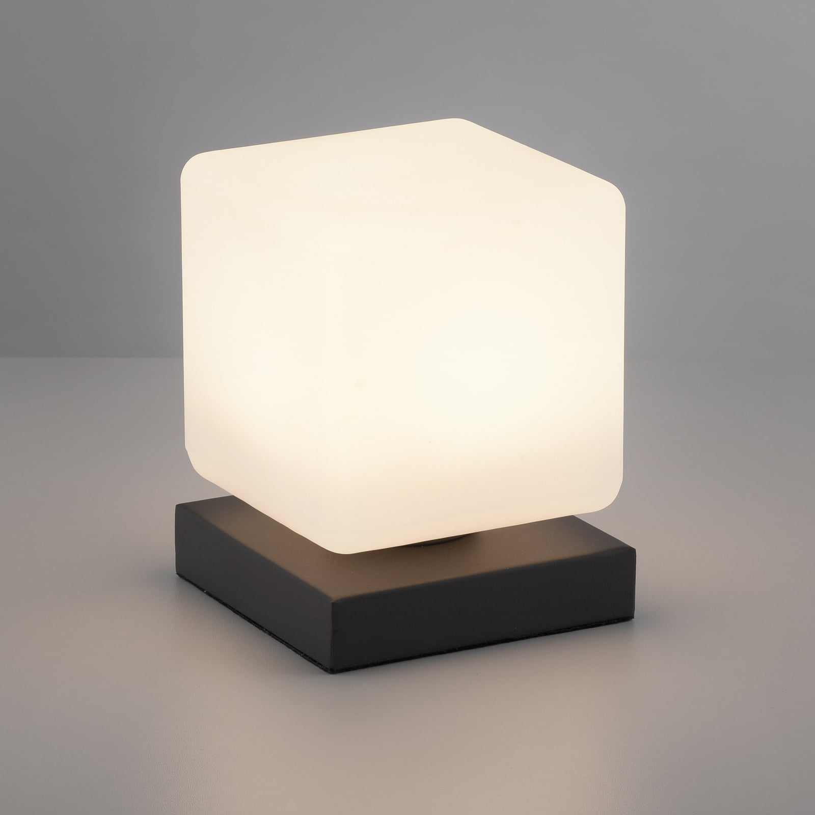 LED bordlampe Dadoa glass antrasitt dimbar 7W varmhvit nærbilde av glasskuppel