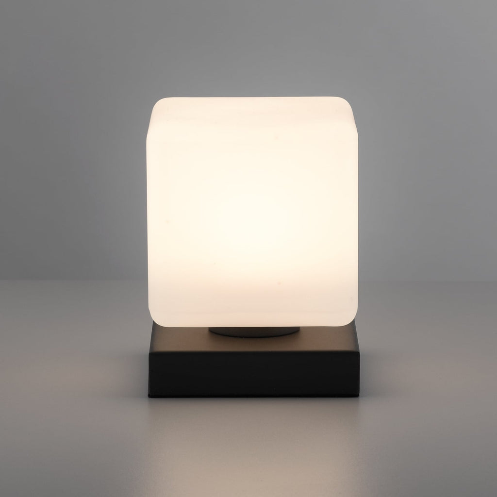 LED bordlampe Dadoa glass antrasitt dimbar 7W varmhvit detalj av lampefot