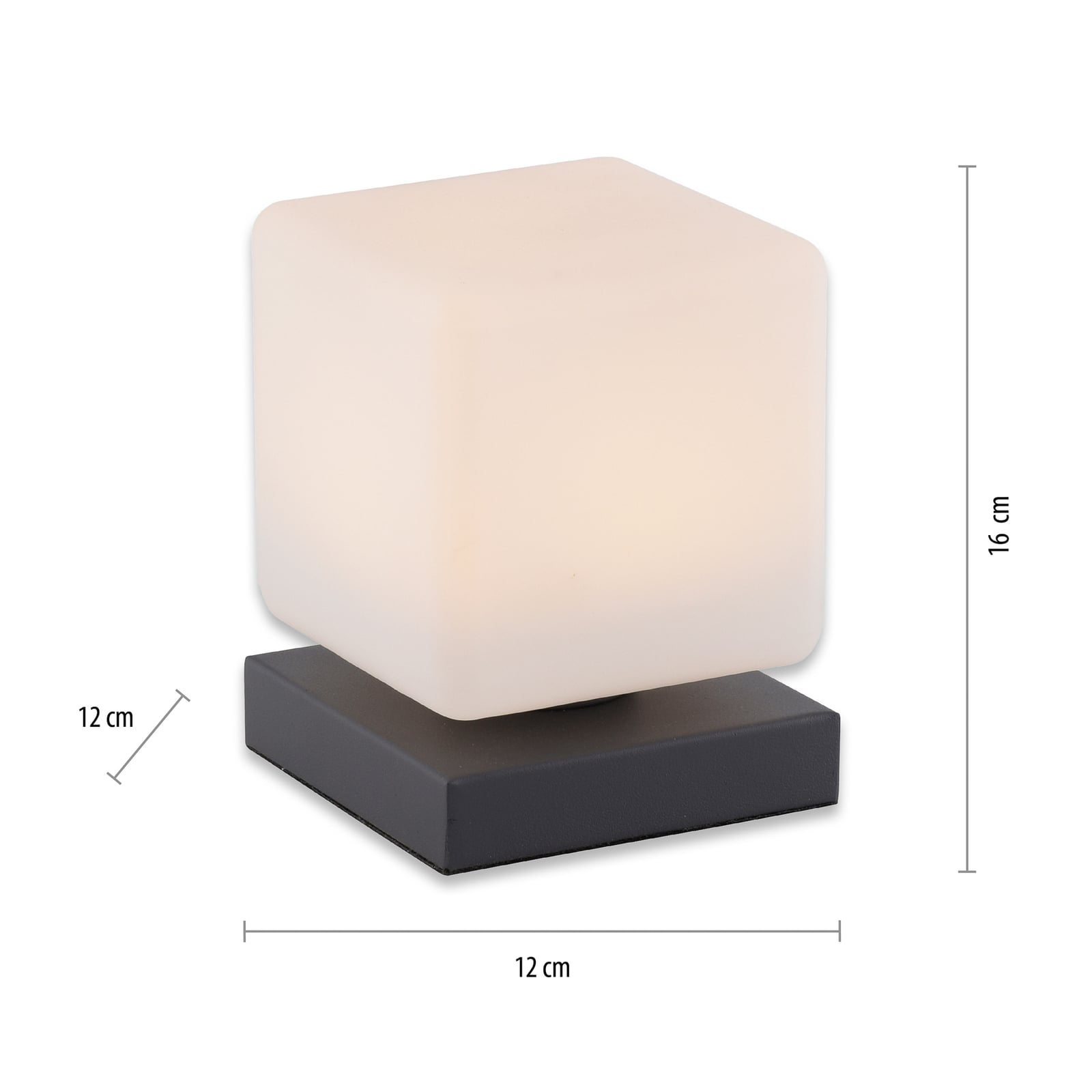 LED bordlampe Dadoa glass antrasitt dimbar 7W varmhvit med av/på knapp