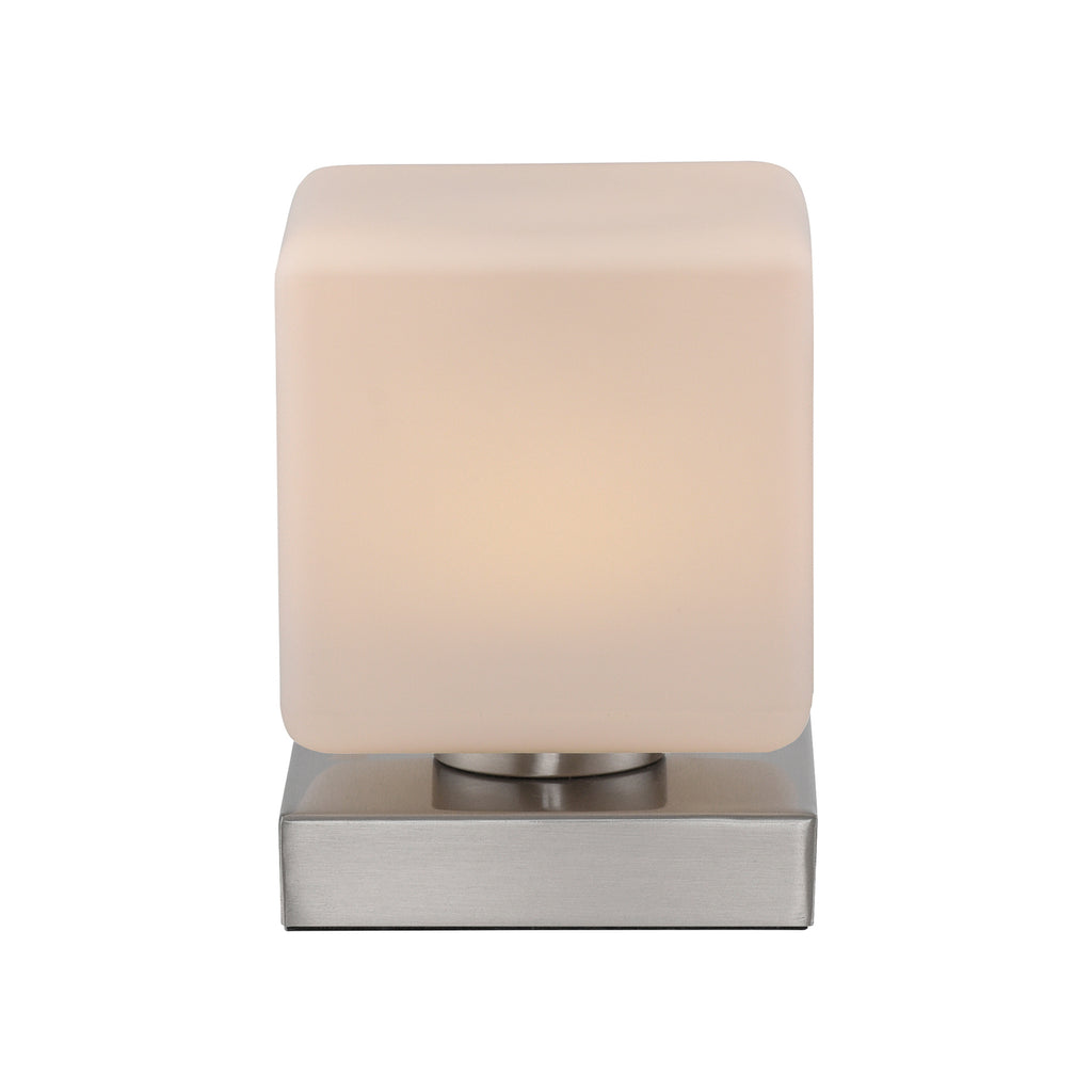 LED bordlampe Dadoa glass dimbar 12x12 cm 7W montert på bord