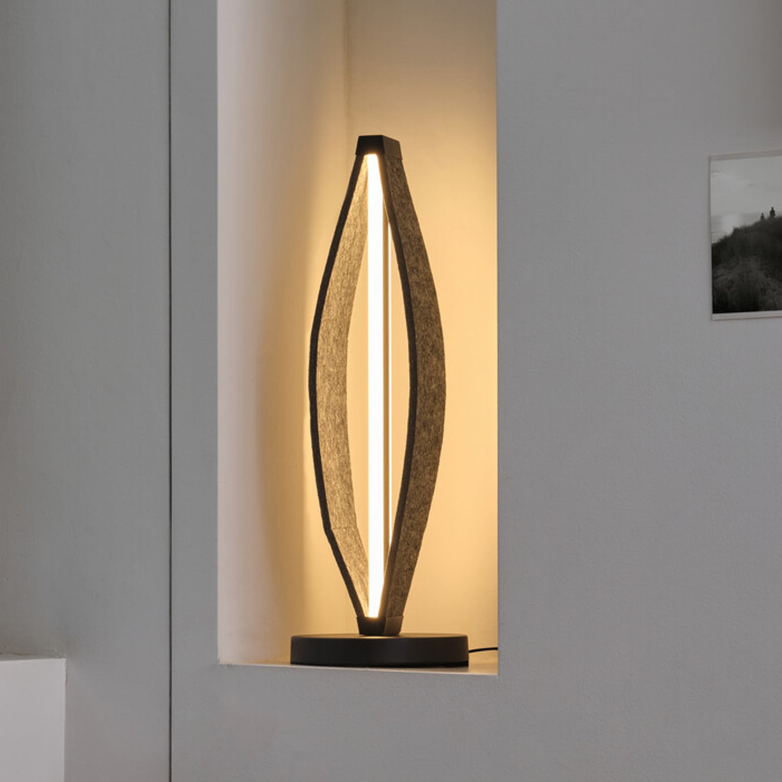 LED bordlampe Decor Flat Felt filt mørkegrå forfra