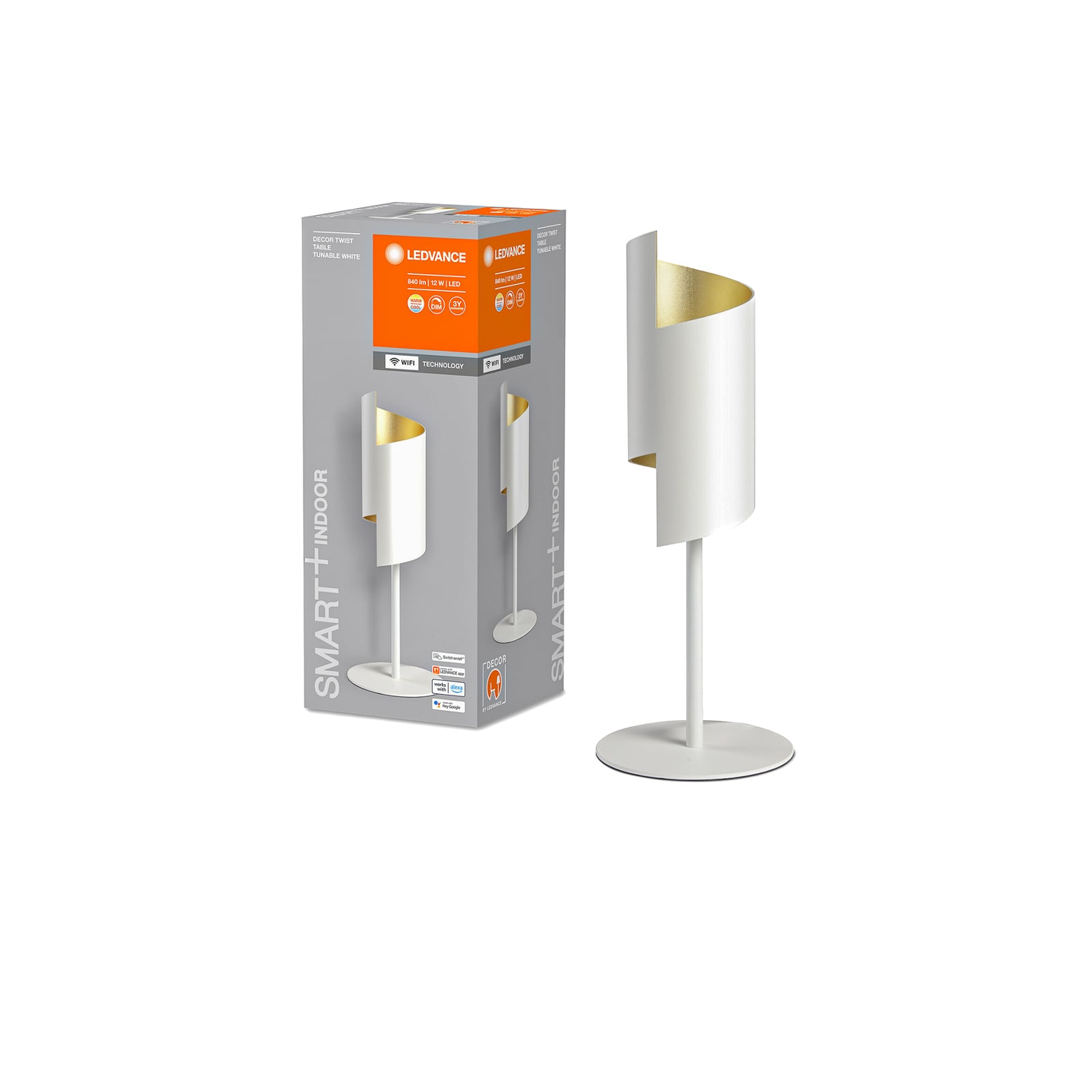 LED bordlampe Decor Twist stål dimbar CCT hvit Ø15 cm detalj