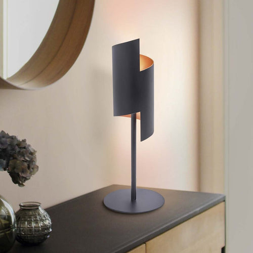 LED bordlampe Decor Twist stål dimbar CCT svart sett forfra