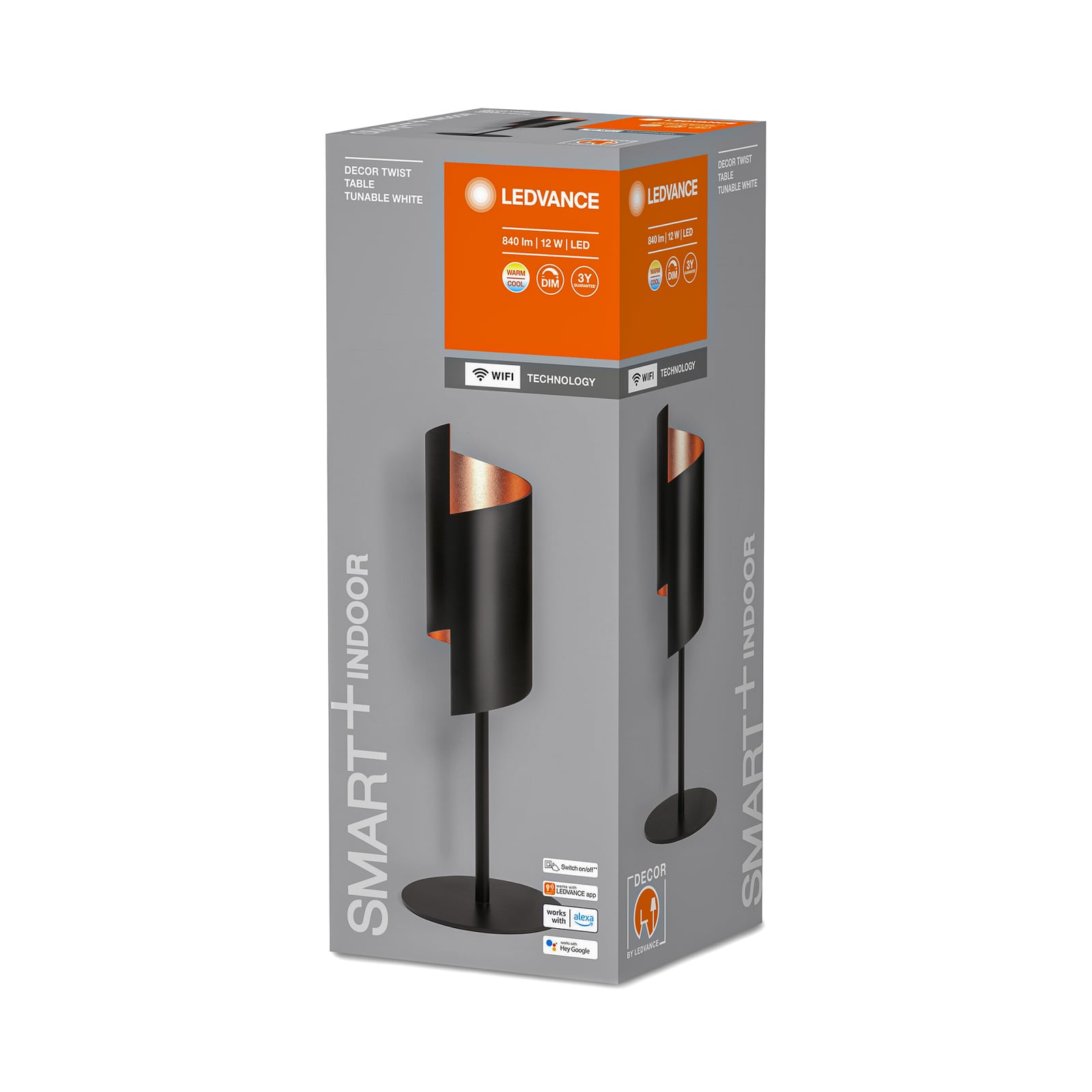 LED bordlampe Decor Twist stål dimbar CCT svart montert i rom