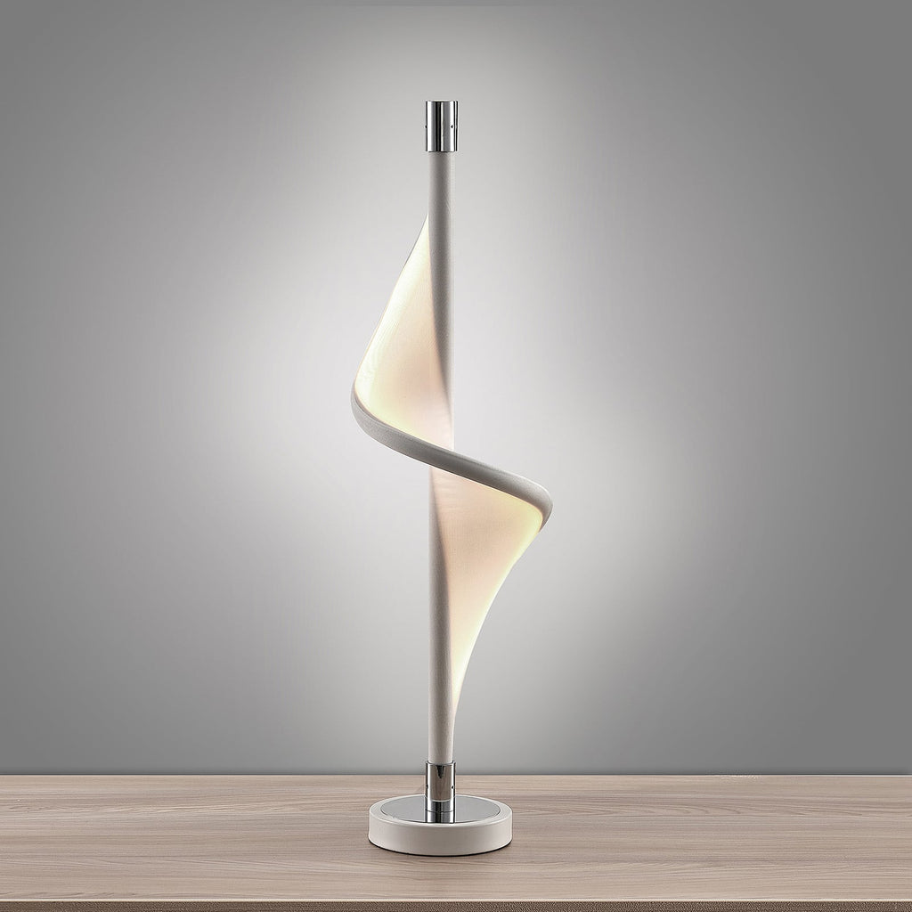LED-bordlampe Edano dimbar hvit tekstil 60 cm bakside