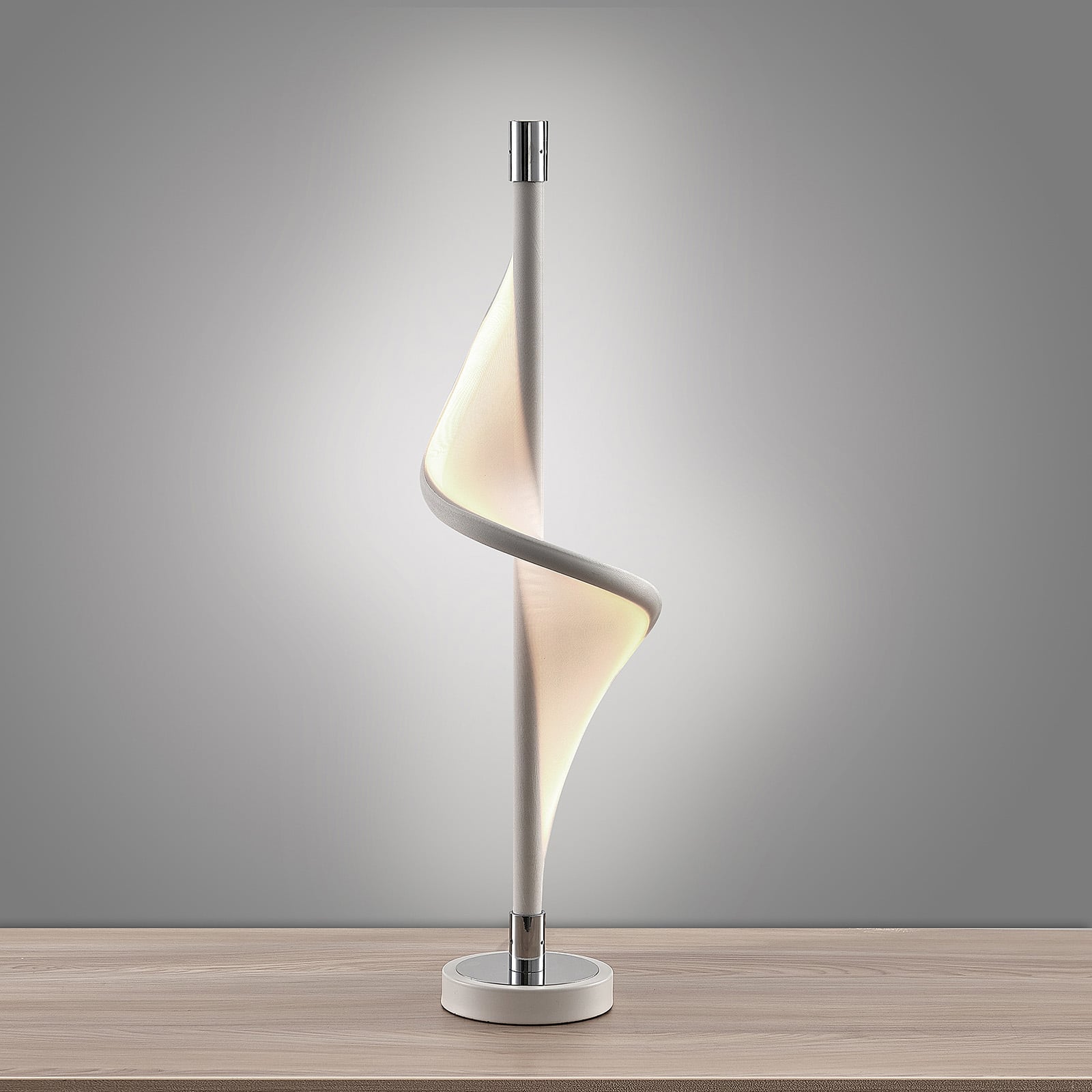 LED-bordlampe Edano dimbar hvit tekstil 60 cm bakside