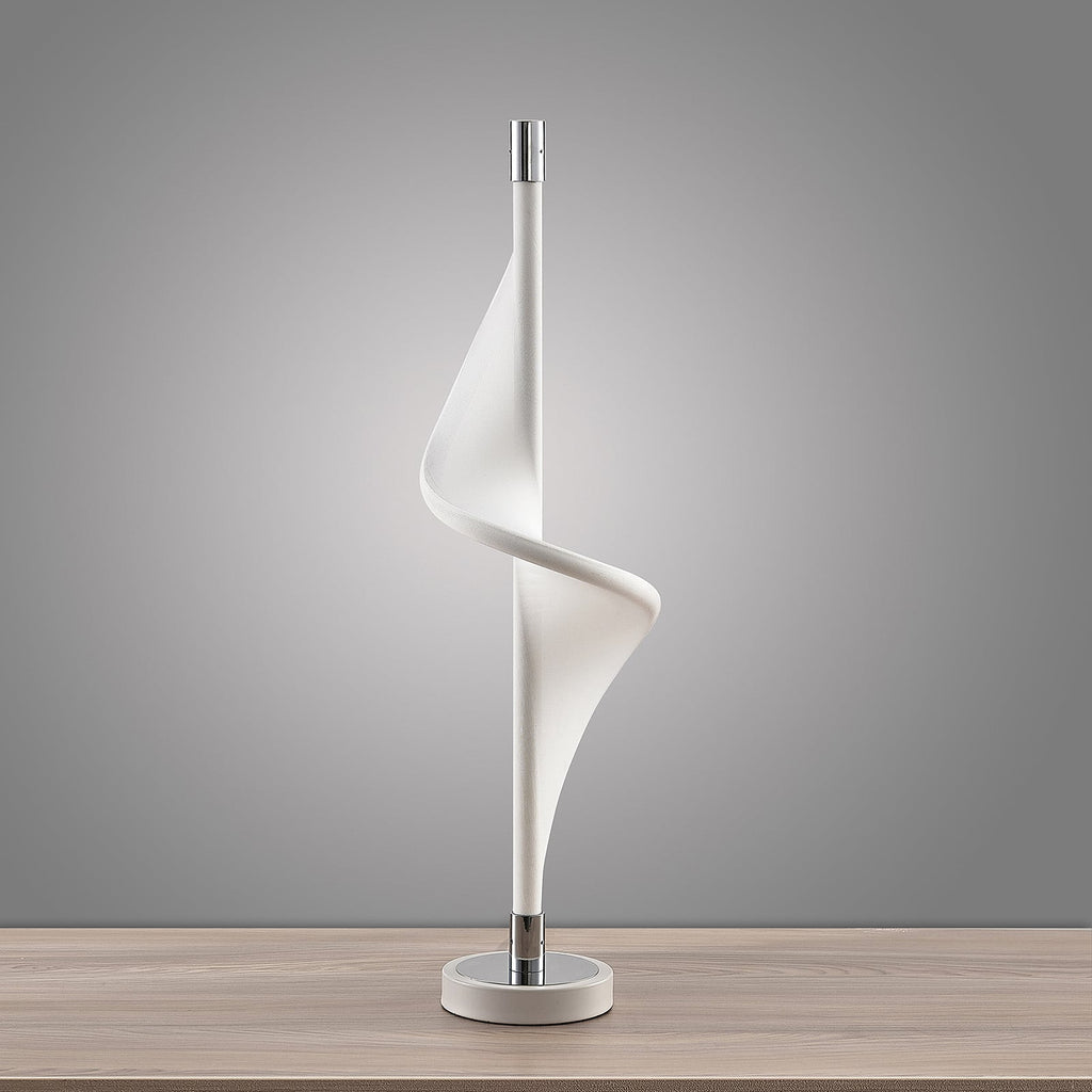 LED-bordlampe Edano dimbar hvit tekstil 60 cm montert i rom