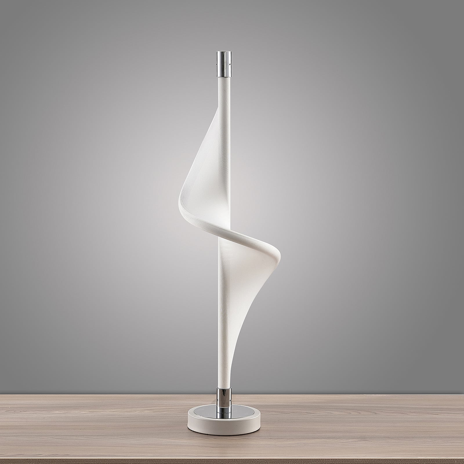 LED-bordlampe Edano dimbar hvit tekstil 60 cm montert i rom