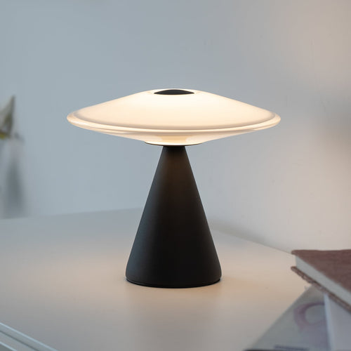 LED bordlampe Elipsa dimbar glass hvit/svart forfra