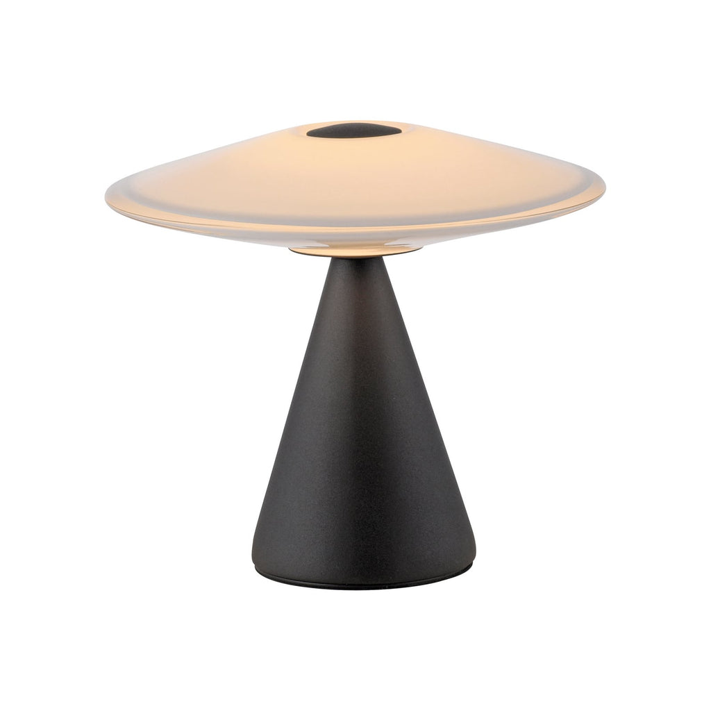LED bordlampe Elipsa dimbar glass hvit/svart montert i stue