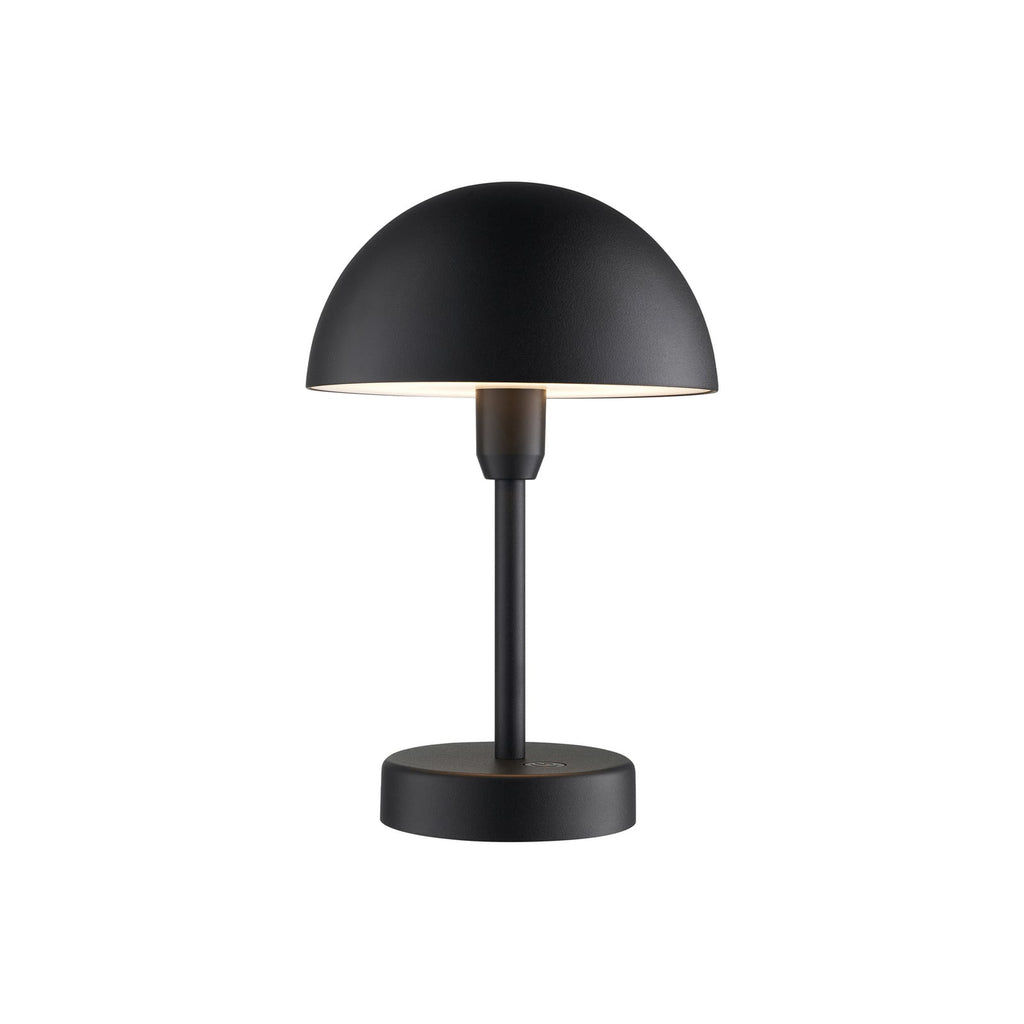 LED bordlampe Ellen To-Go oppladbar svart IP44 montert på bord