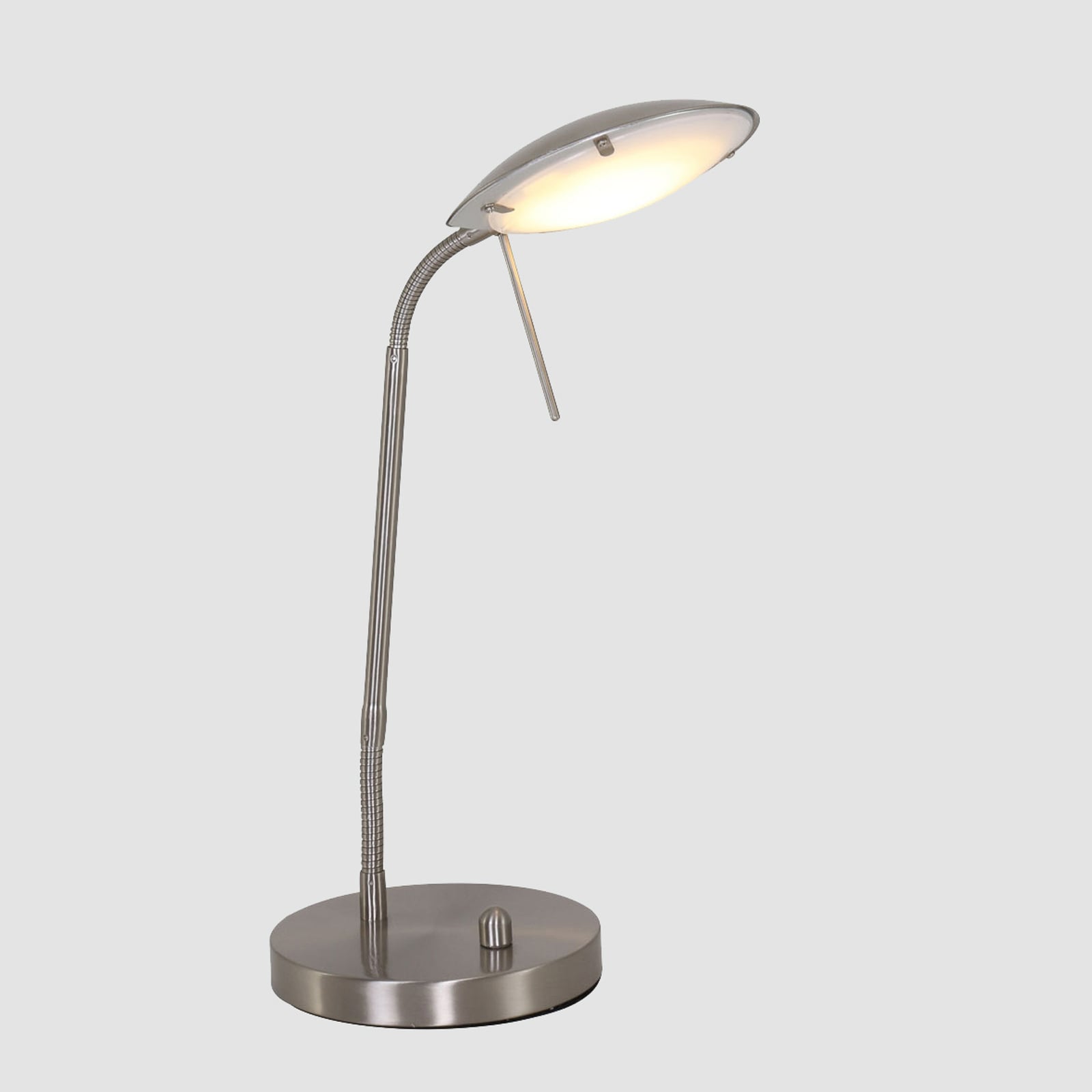 LED bordlampe Eloi dimbar stål metall/glass nærbilde av dimmer