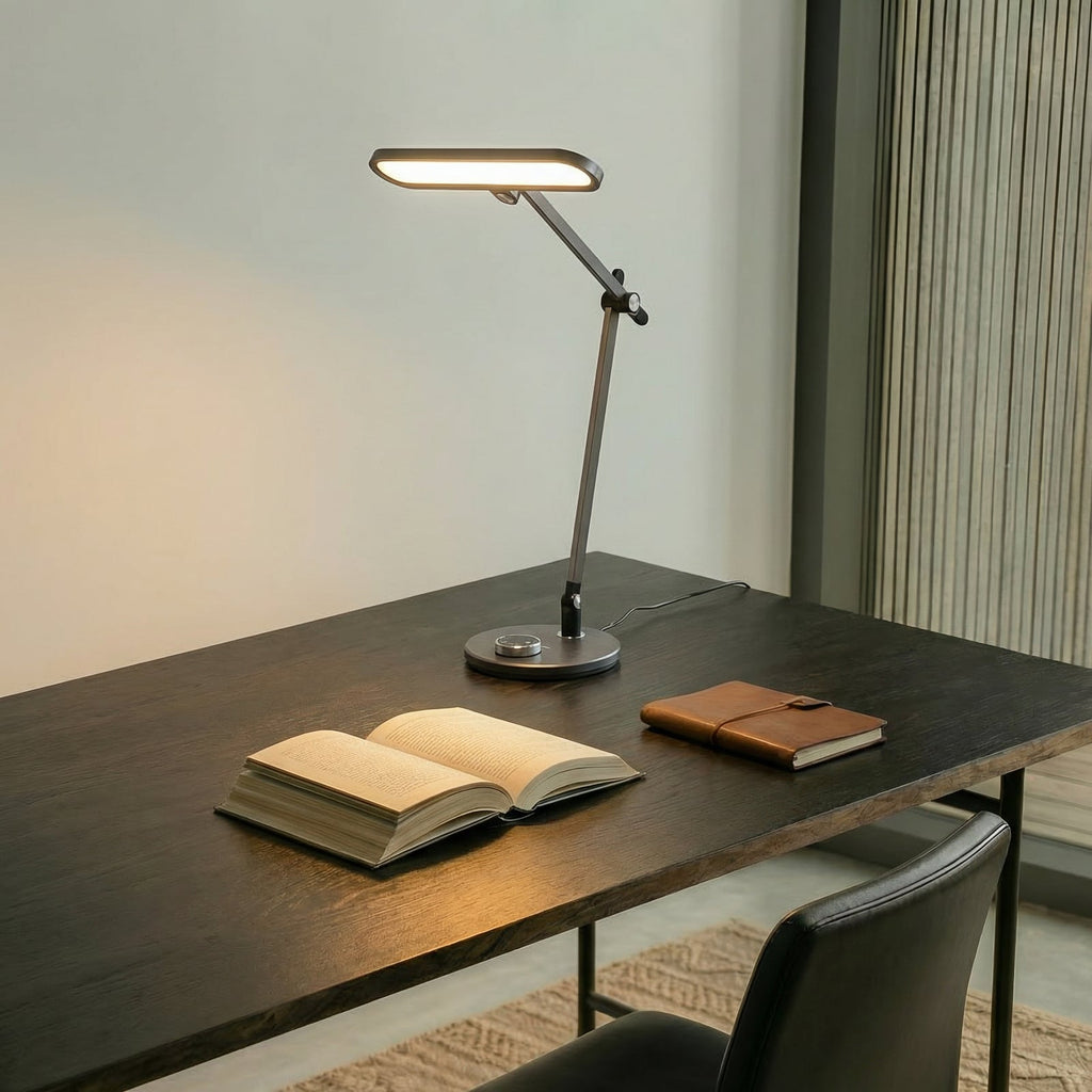 LED bordlampe Elvir dimbar CCT aluminium 53 cm grå bakside