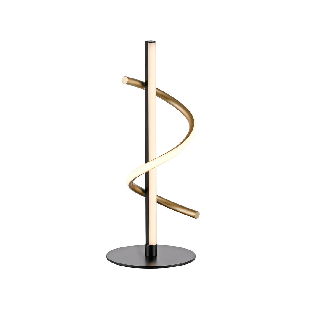 LED bordlampe Emanda svart-messing detalj av messing spiral