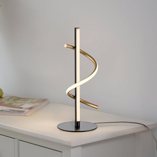 LED bordlampe Emanda svart-messing forfra