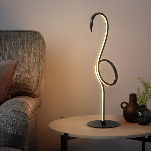 LED bordlampe Flamingo svart metall bakside