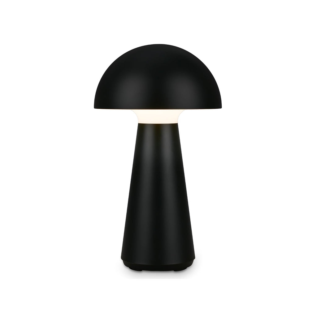 LED bordlampe Fungo oppladbar dimbar svart IP44 Ø16 cm forfra