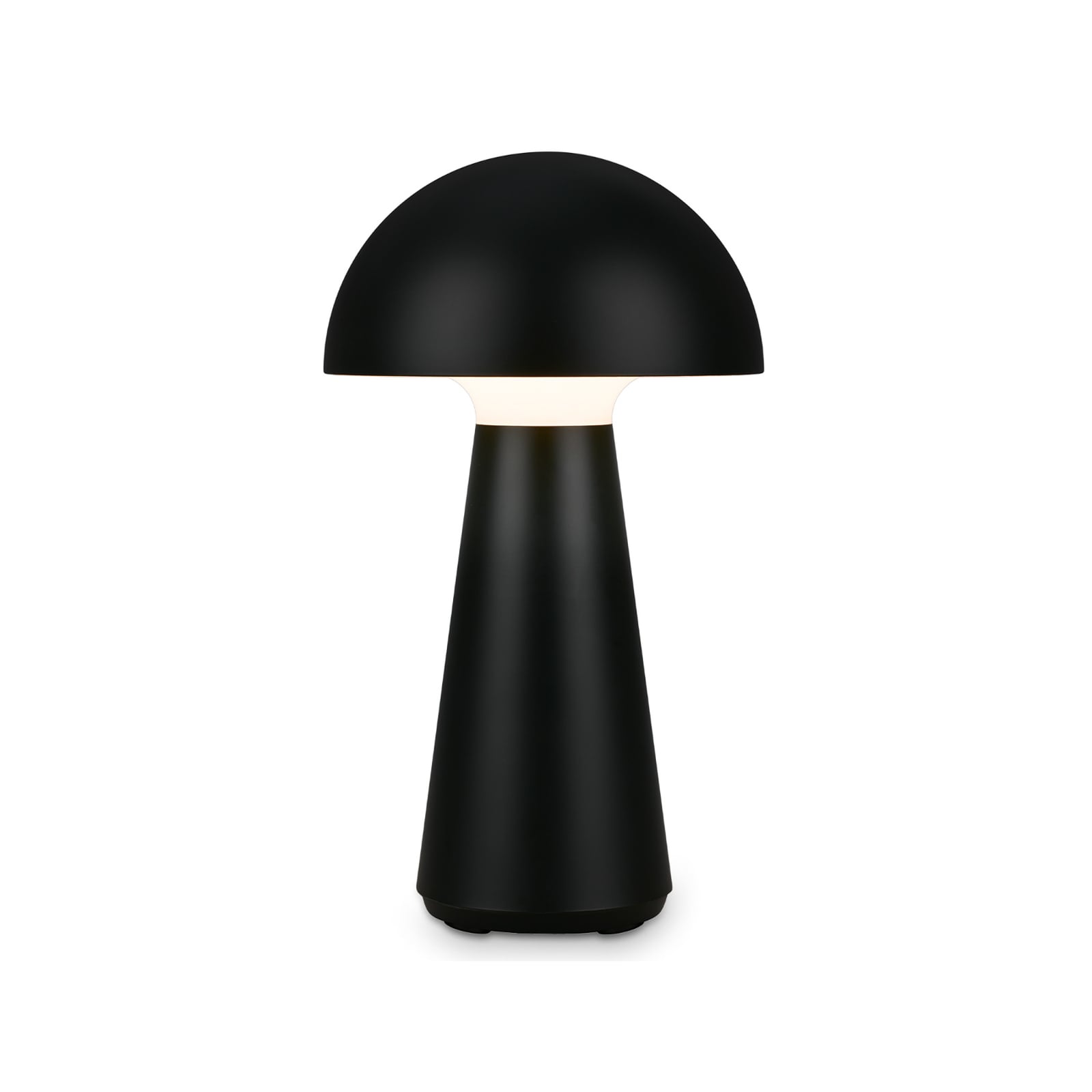 LED bordlampe Fungo oppladbar dimbar svart IP44 Ø16 cm forfra