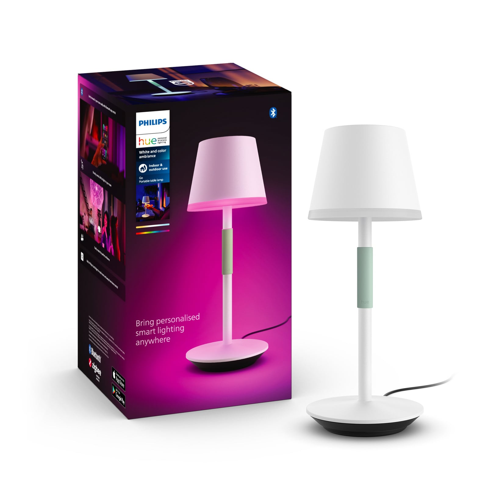 LED bordlampe Go dimbar hvit RGBW IP54 oppladbar ladestasjon