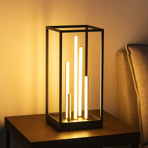 LED bordlampe Grid svart/gull metall CCT dimbar forfra