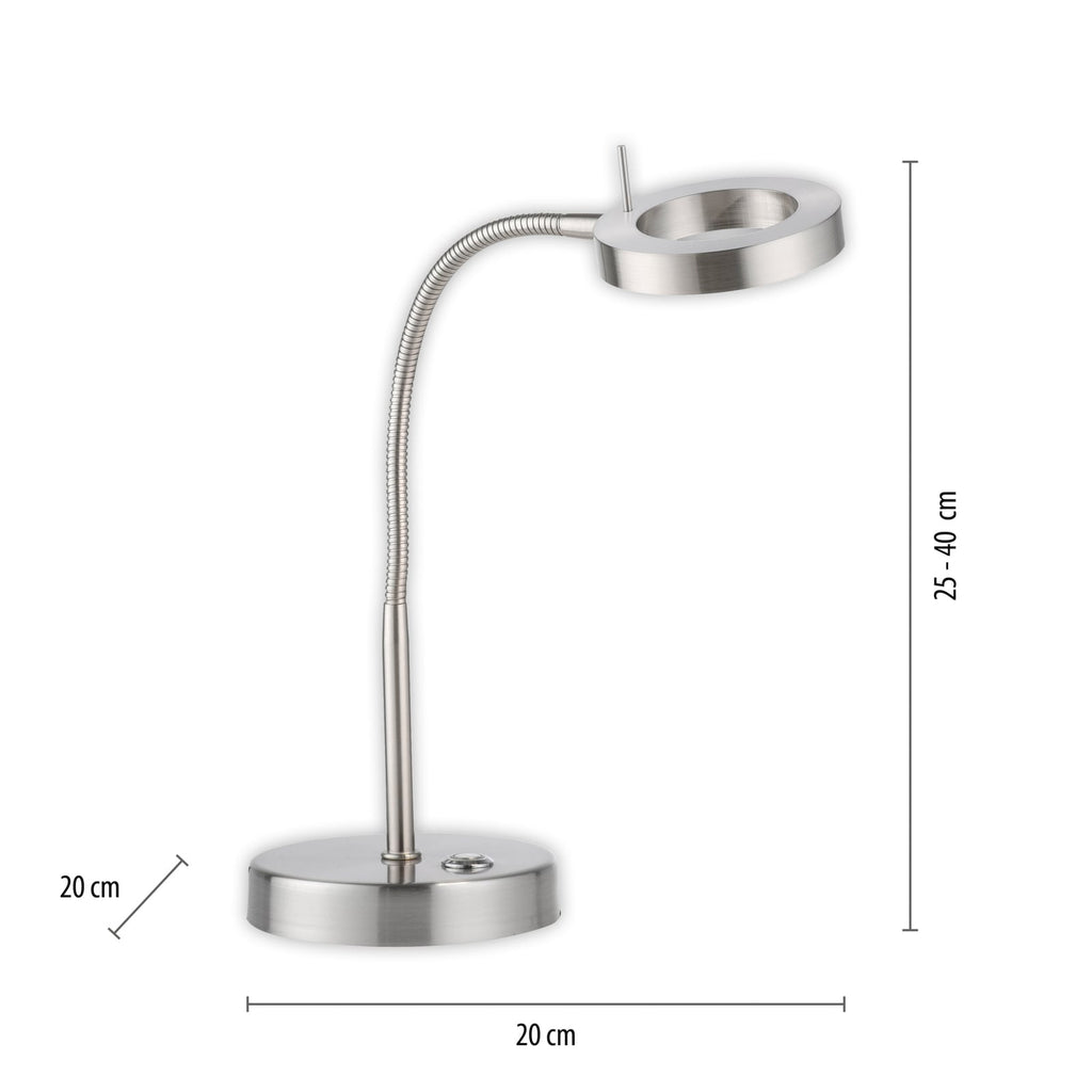 LED bordlampe Hensko fleksarm dimbar stål 4W detalj av fleksarm