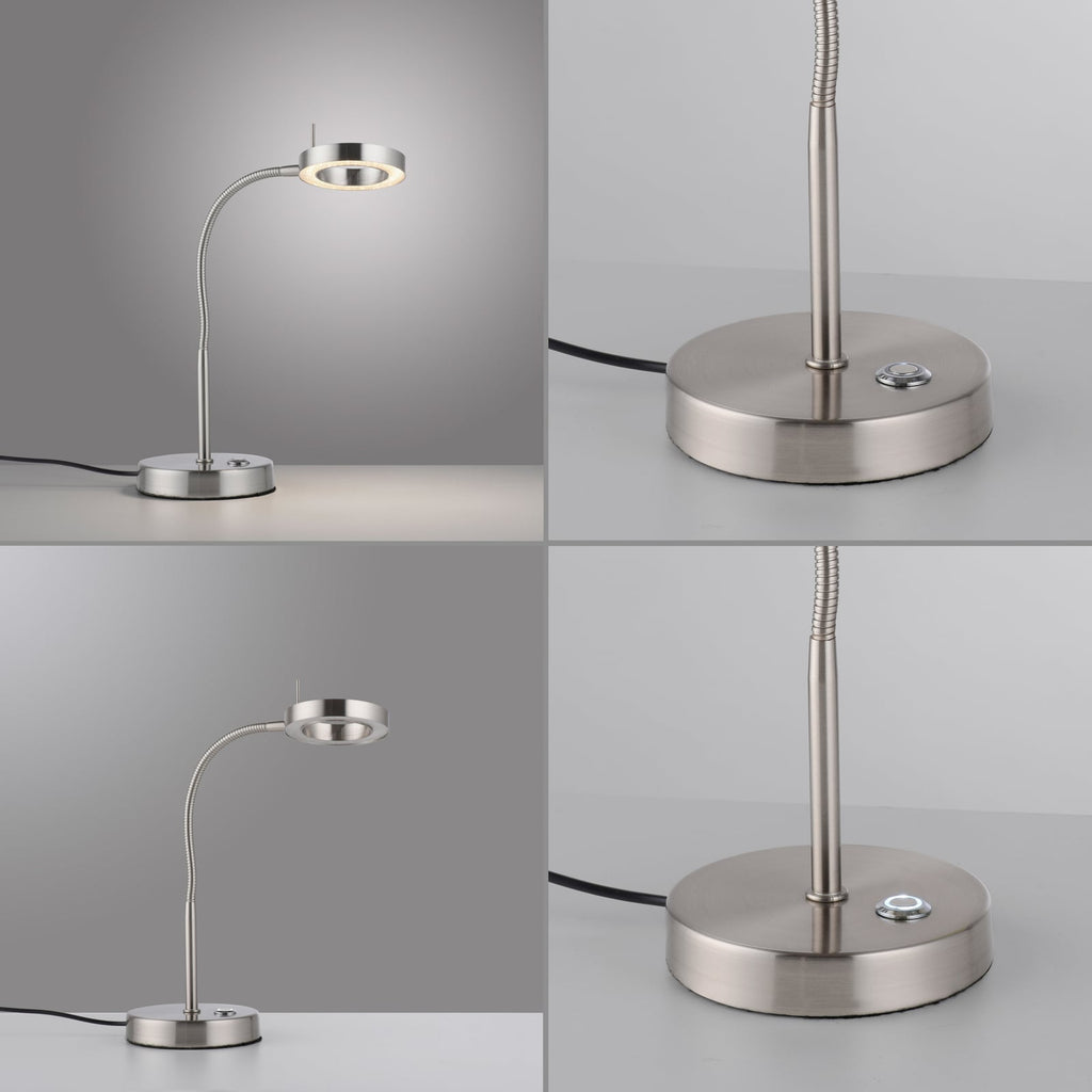 LED bordlampe Hensko fleksarm dimbar stål 4W fra siden
