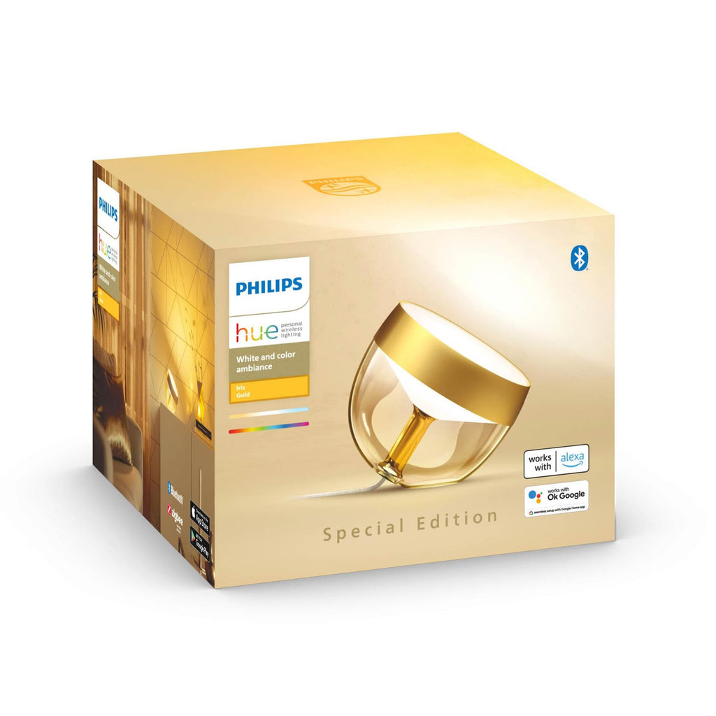 Detalj av LED bordlampe Iris WACA dimbar RGB gull 8,1W