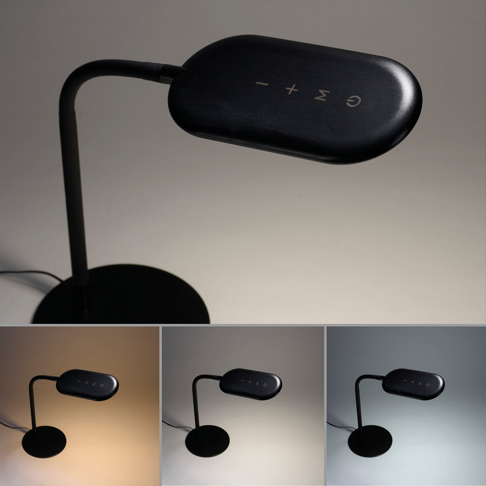 LED bordlampe Kelly CCT dimbar berøringsdimmer 7W svart lys i bruk