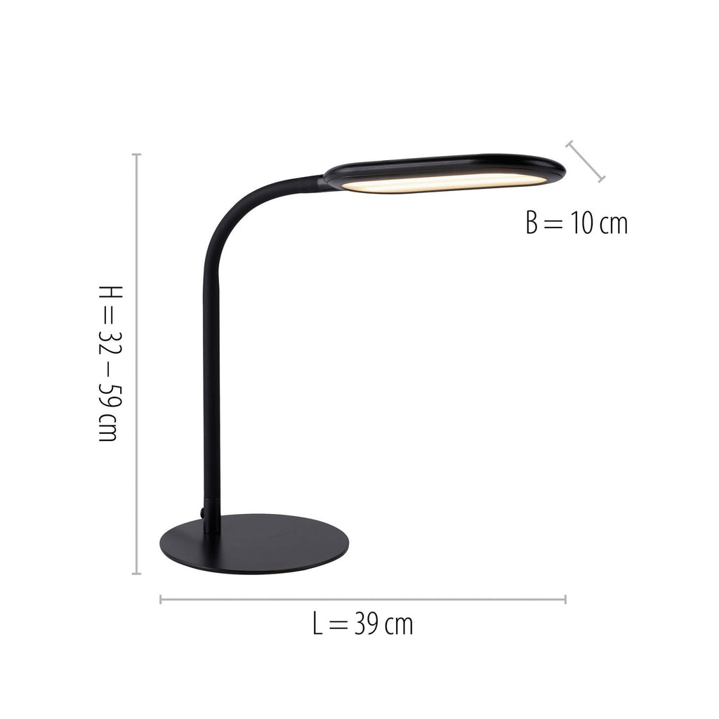 LED bordlampe Kelly CCT dimbar berøringsdimmer 7W svart sideprofil