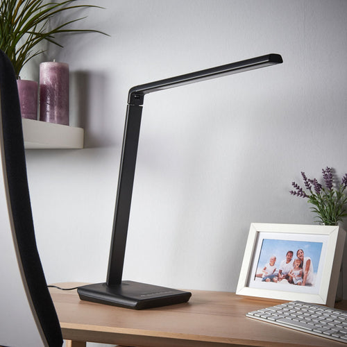 LED bordlampe Kuno dimbar svart med USB bakside