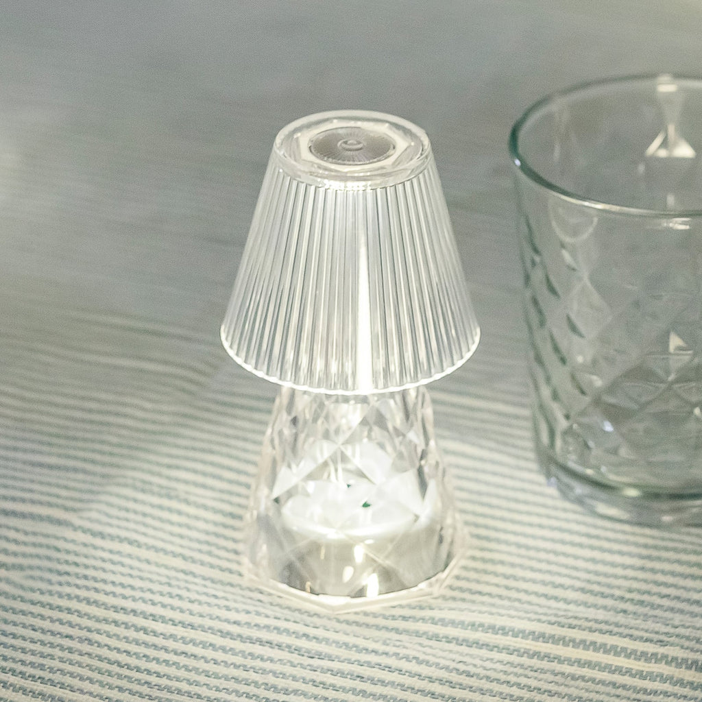 LED bordlampe Lola 12 Lux batteri transparent IP44 forfra