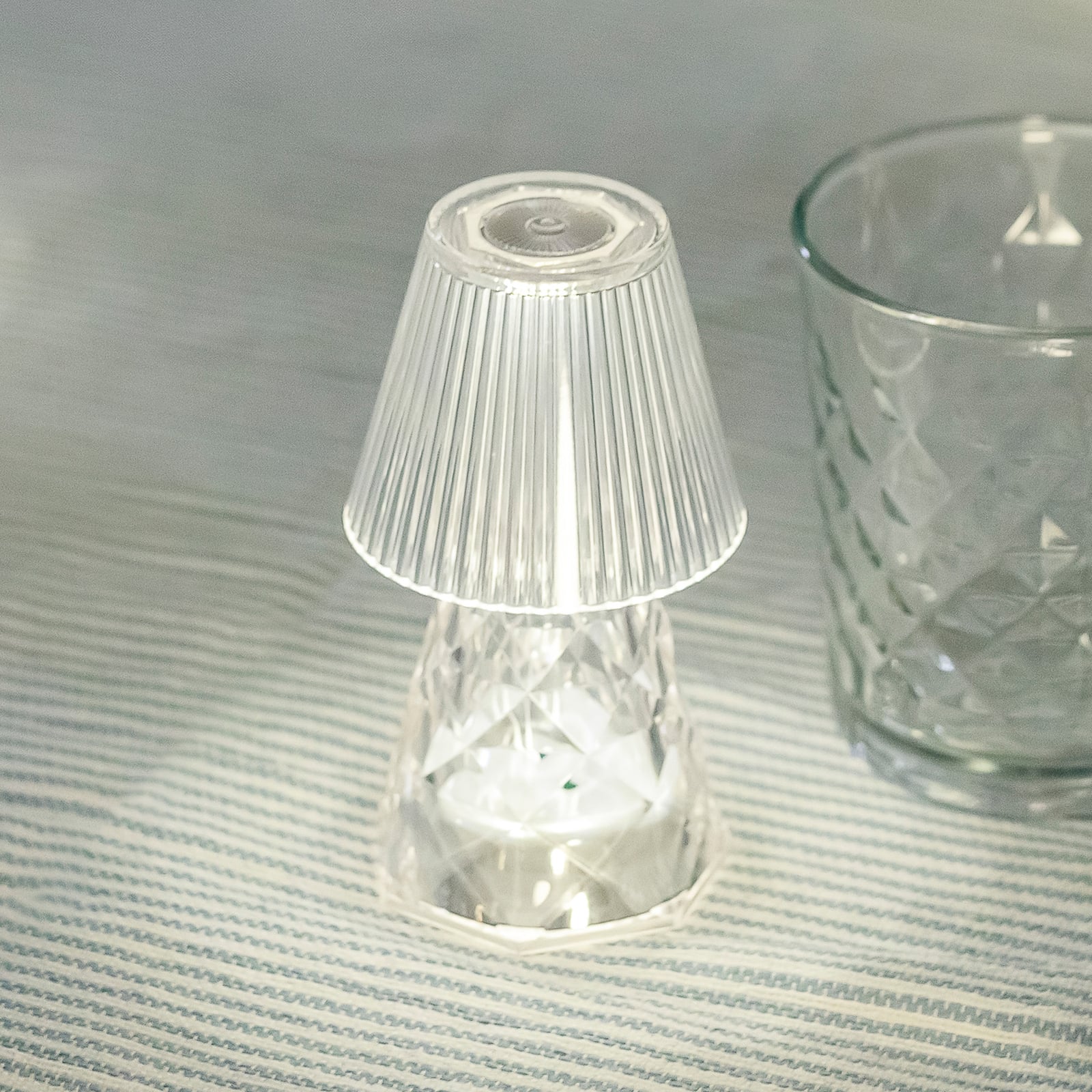 LED bordlampe Lola 12 Lux batteri transparent IP44 forfra