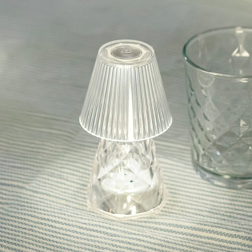 LED bordlampe Lola 12 Lux batteri transparent IP44 forfra