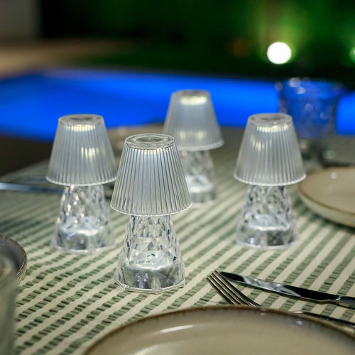 LED bordlampe Lola 12 Lux batteri transparent IP44 bakside