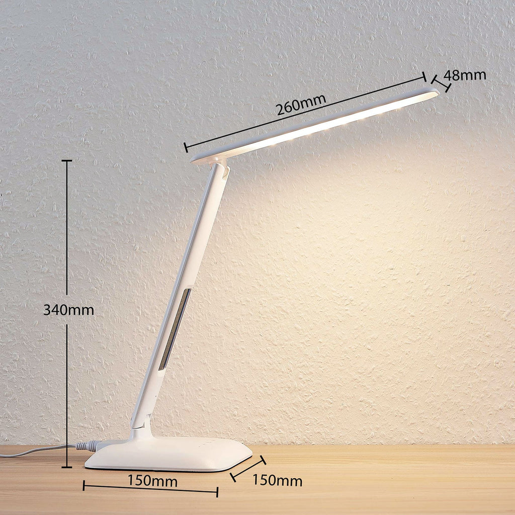 Detalj av LED bordlampe Ludmilla dimbar CCT med display 34 cm hvit