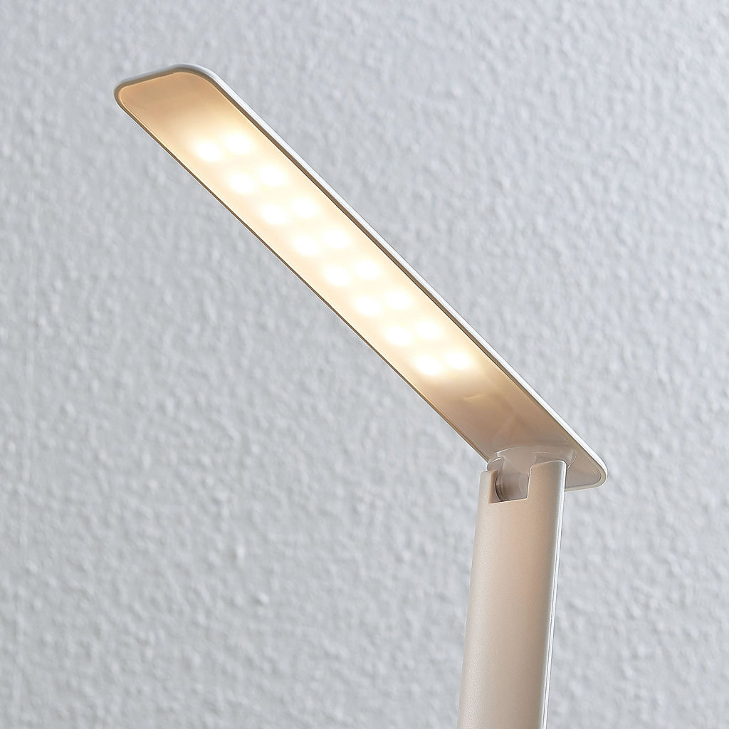 Justerbar ledd på LED bordlampe Ludmilla dimbar CCT med display 34 cm hvit