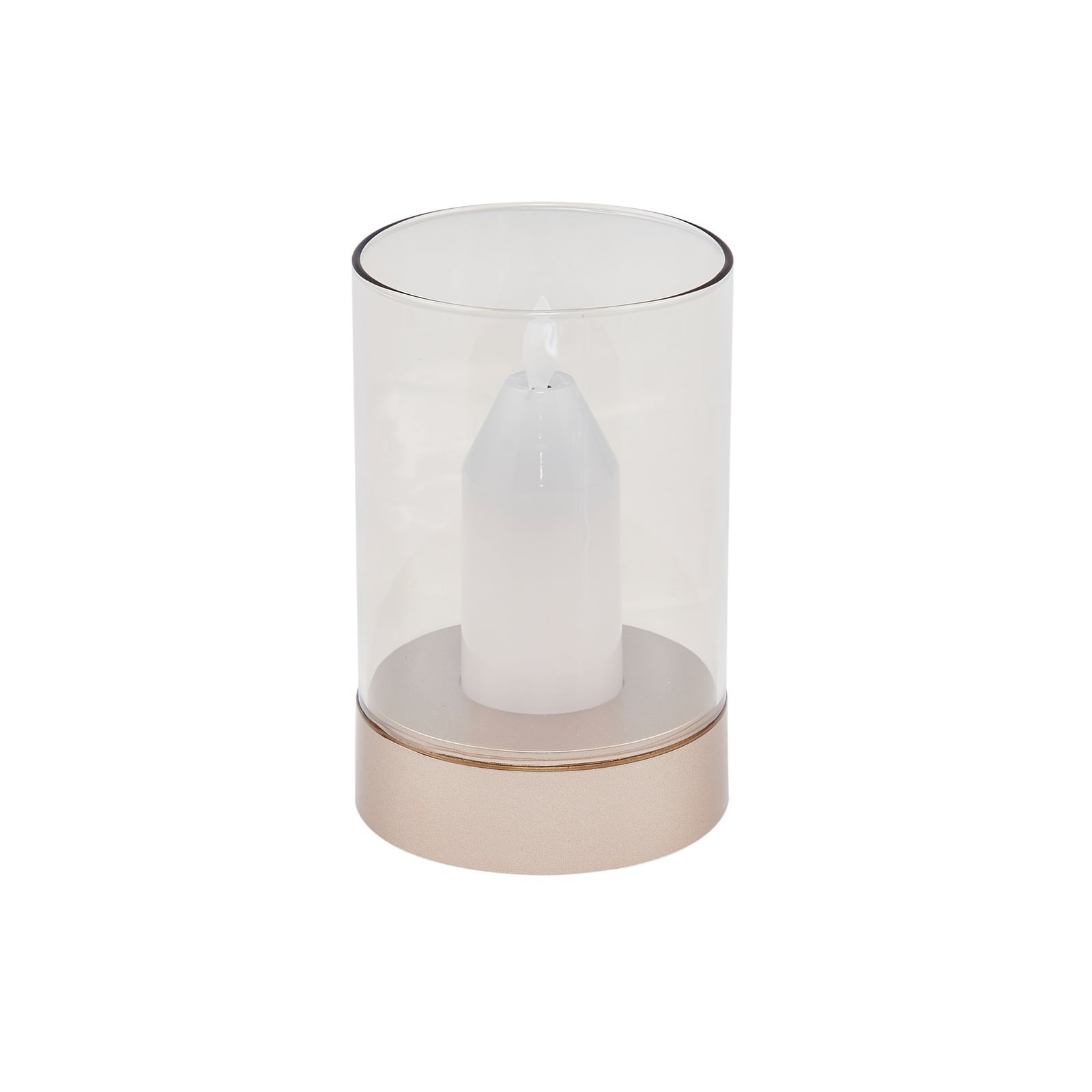 LED-bordlampe Lumana oppladbar dimbar amber glass Ø8,5 cm montert på bord